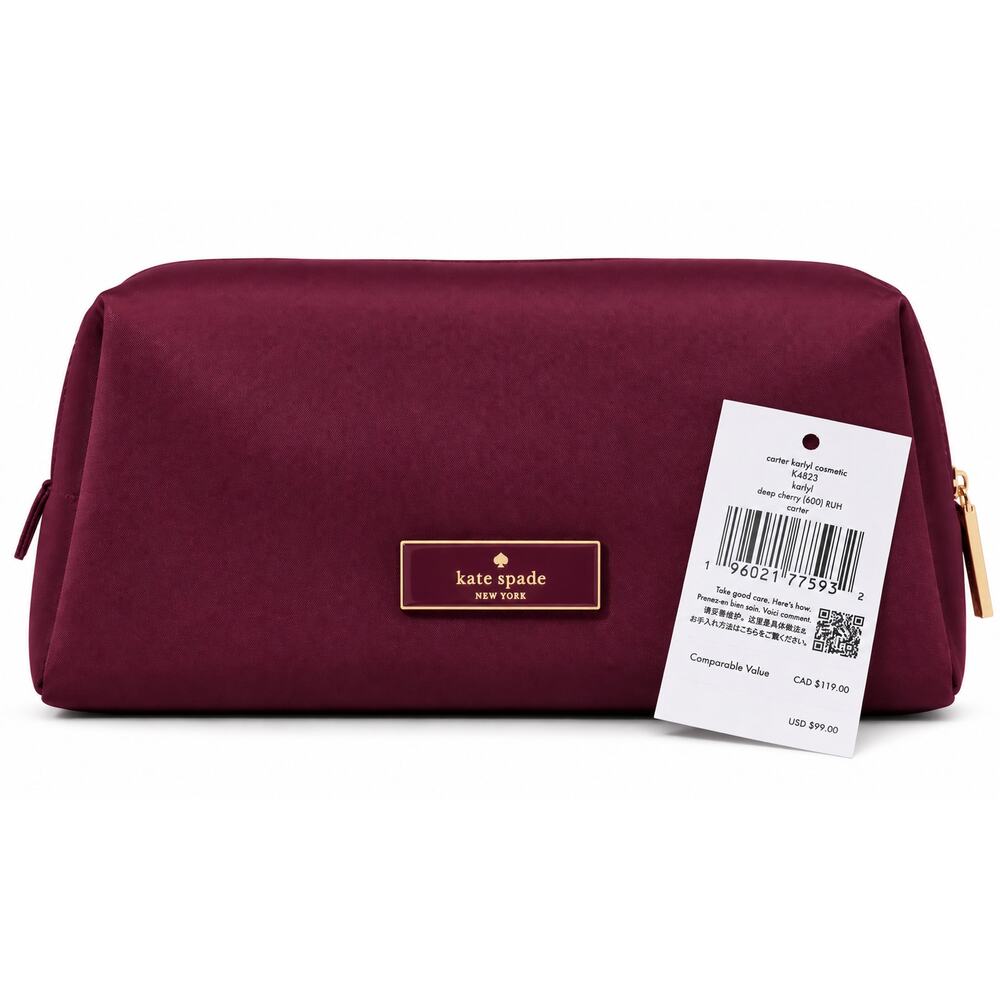 Kate Spade Carter Deep Cherry Nylon Cosmetic Pouch NWT | Luxe Beauty Bag NWT - Picture 4 of 5